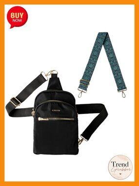 Convertible Sling Crossbody Bag with Interchangeable 2-Inch Strap Adjustable